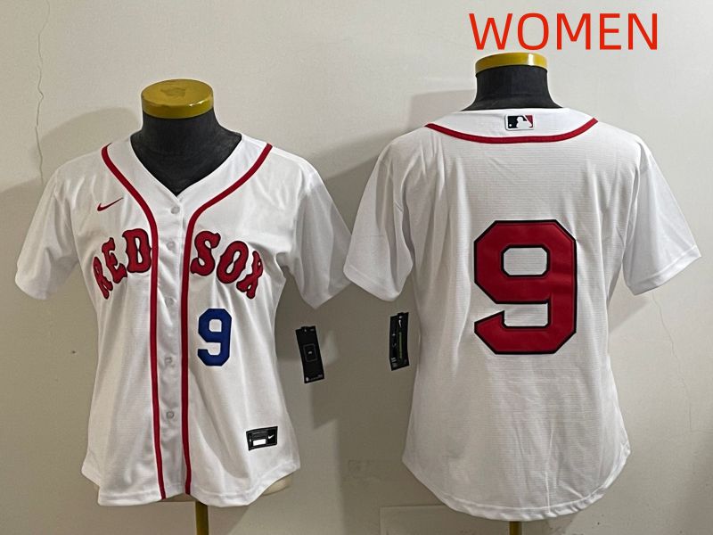 Women Boston Red Sox 9 No Name White Game 2025 Nike MLB Jersey style 4